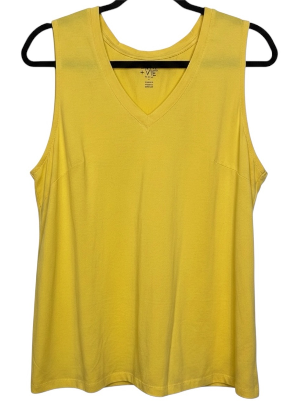 June & Vie Plus Size 18W/L Women’s Bright Yellow V-Neck Tank Top NWOT